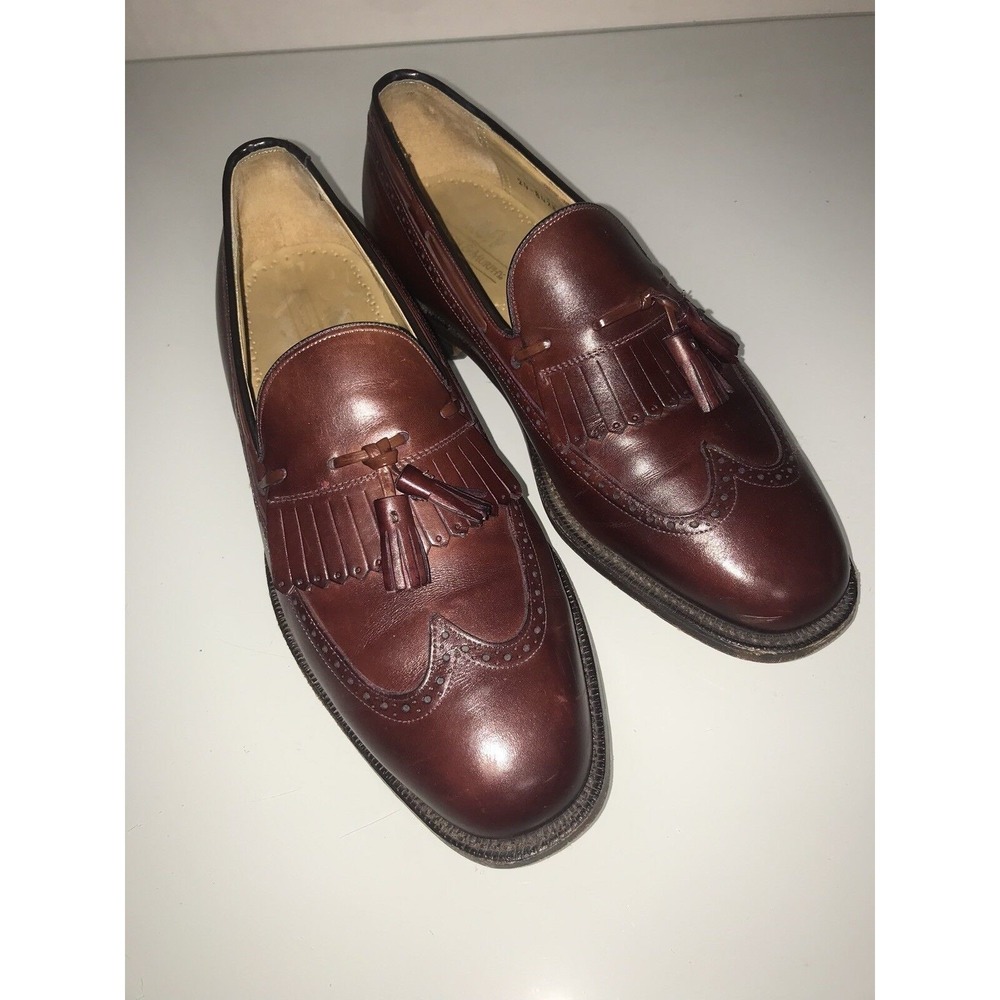 Johnston Murphy Aristocraft Burgundy Leather Kilt Tassel Loafers Shoe 9.5 D/B
